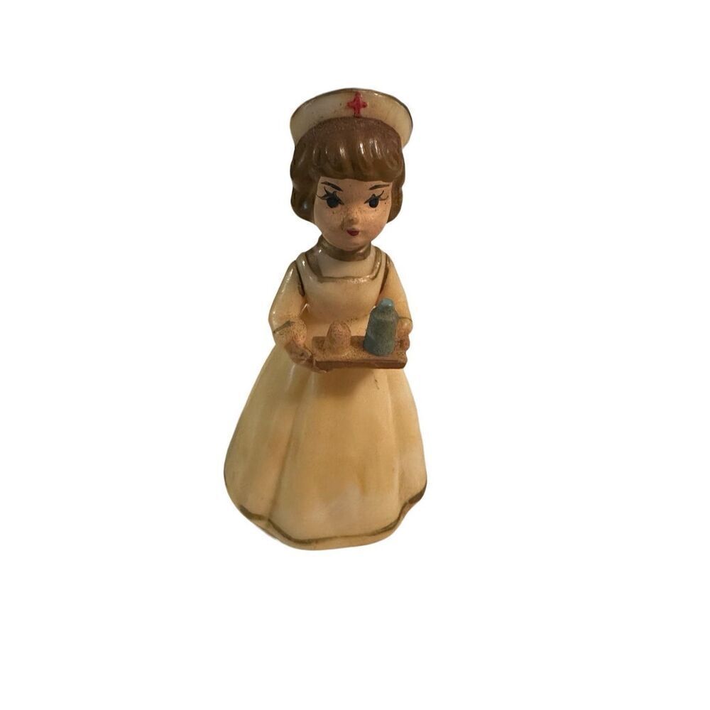 Vintage  Red Cross Nurse Figure Plastic Cake Topper 4” H  W-782- Wilton Corp